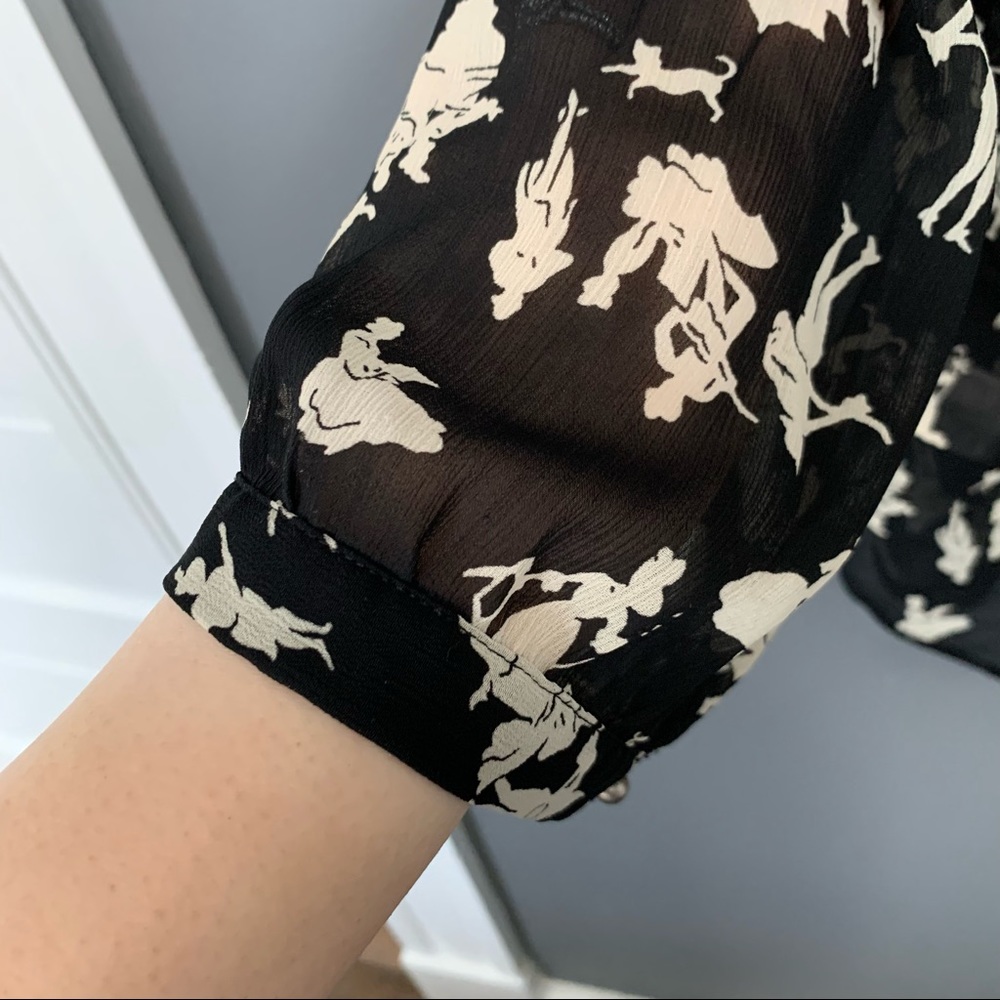 HD in Paris Blouse from Anthropologie | Size 4 | Black and Tan - Picture 5 of 8